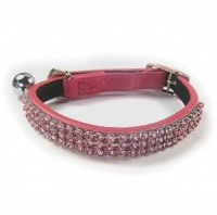 Pink Jewel Leather Cat Collar